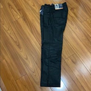 NEW-Slim fit leather look MEN black jean